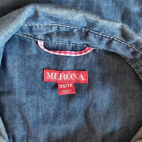 Merona Lightweight Dark Wash Denim Button Down - Picture 3 of 4